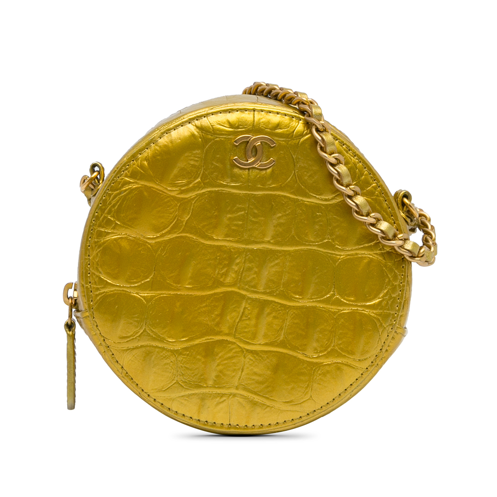 Pre-Loved Chanel Paris-New York Coco Croc Round Crossbody Bag